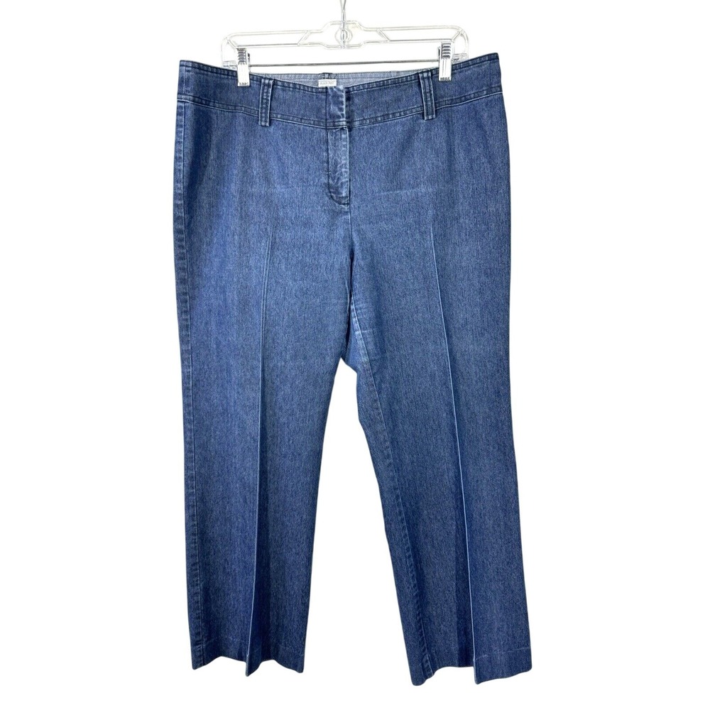 City DKNY Jeans Womens 14 Blue Plaza Pant Straight Leg Denim Pants Stretch‎